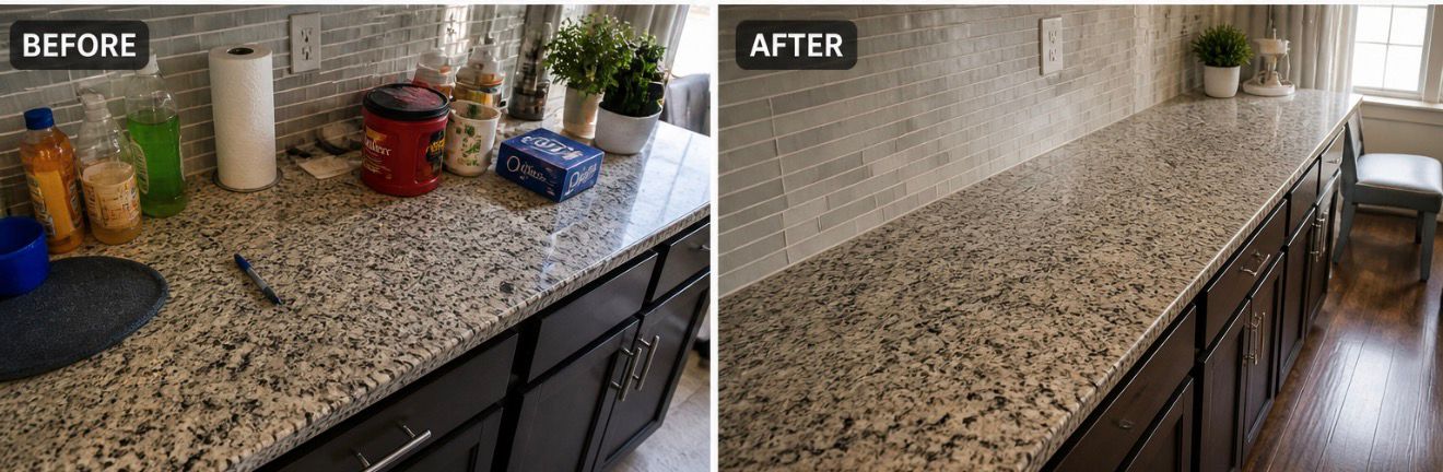 Granite Counter Clean Before and After