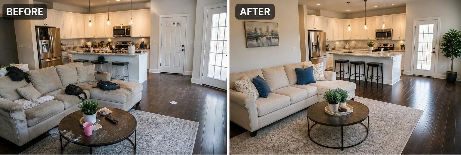 Living Room Deep Clean Before and After