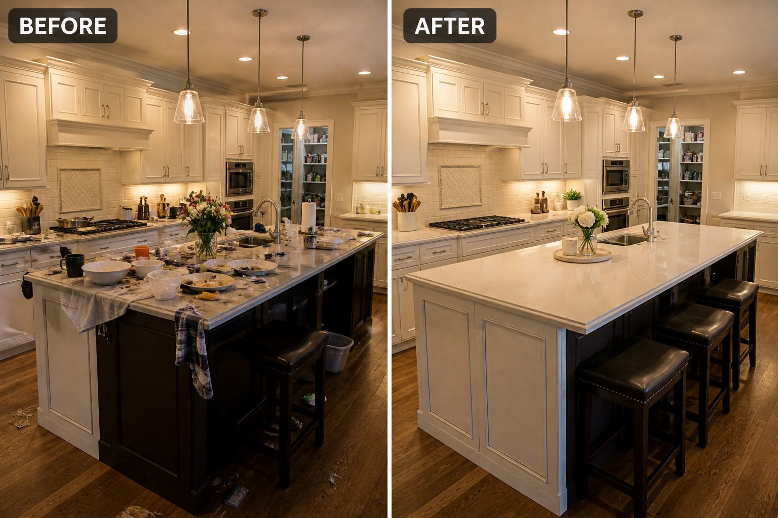 Luxury Kitchen Island Clean Before and After
