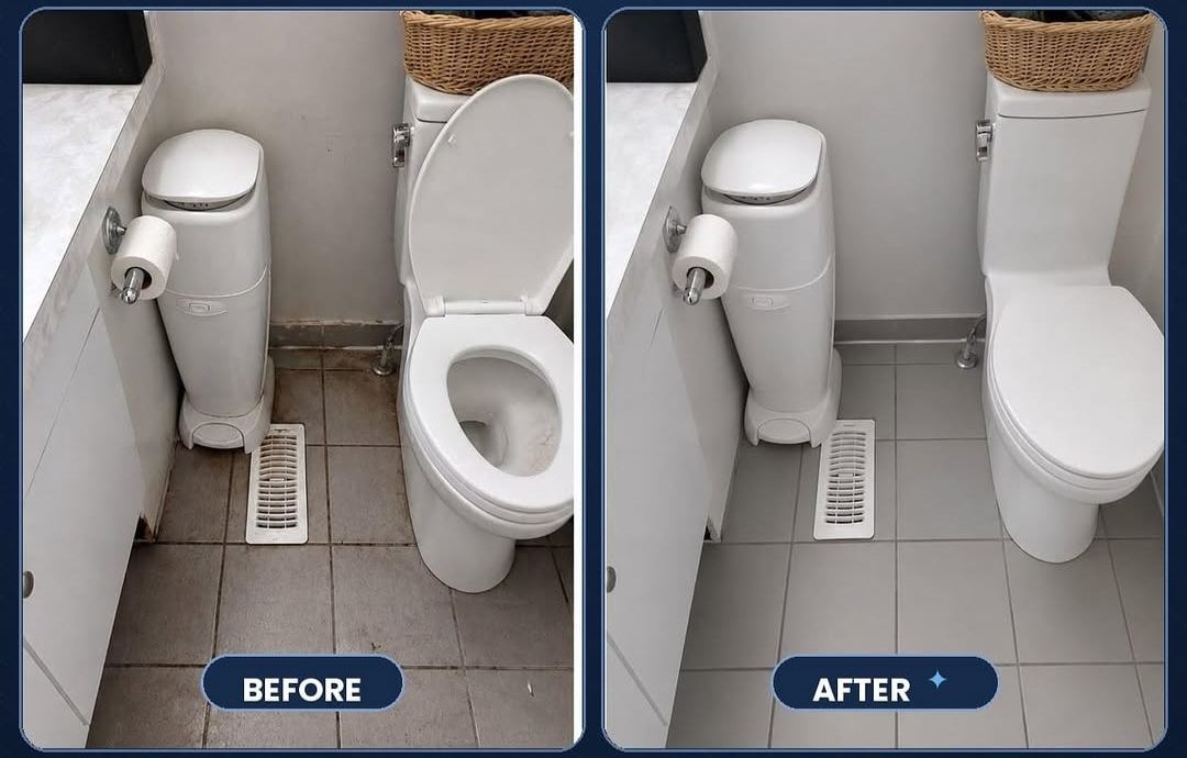 Washroom deep clean before and after by Abby Cleaning Co.
