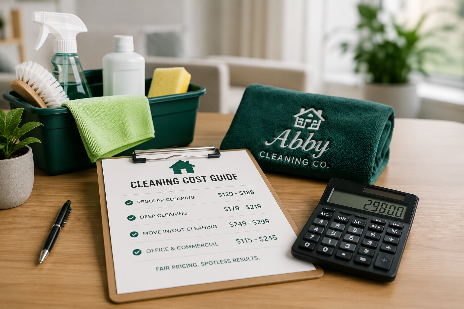 Abby Cleaning Co. pricing guide — cleaning cost breakdown Toronto GTA